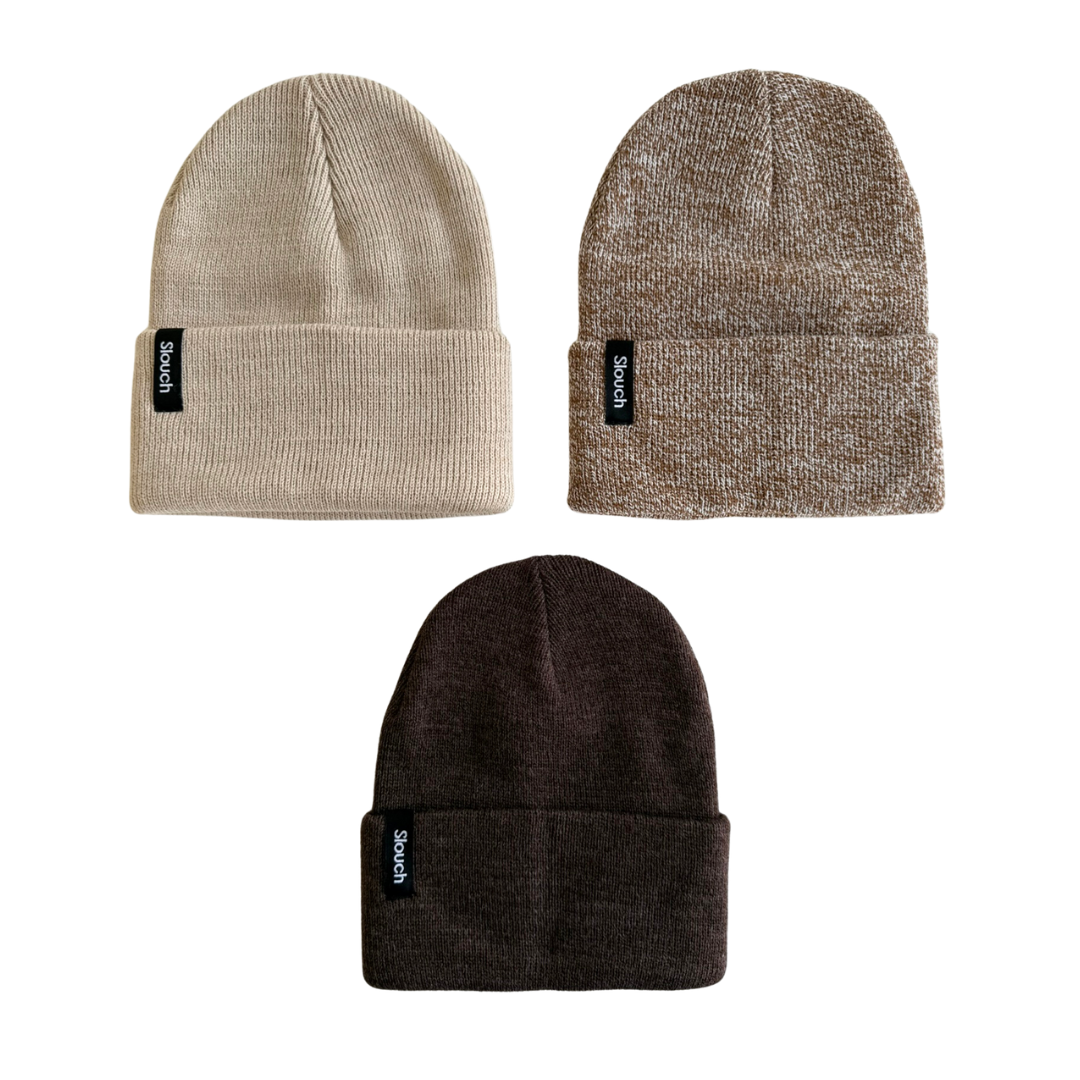 Beige, Heather Copper, and Trail Beanie Bundle