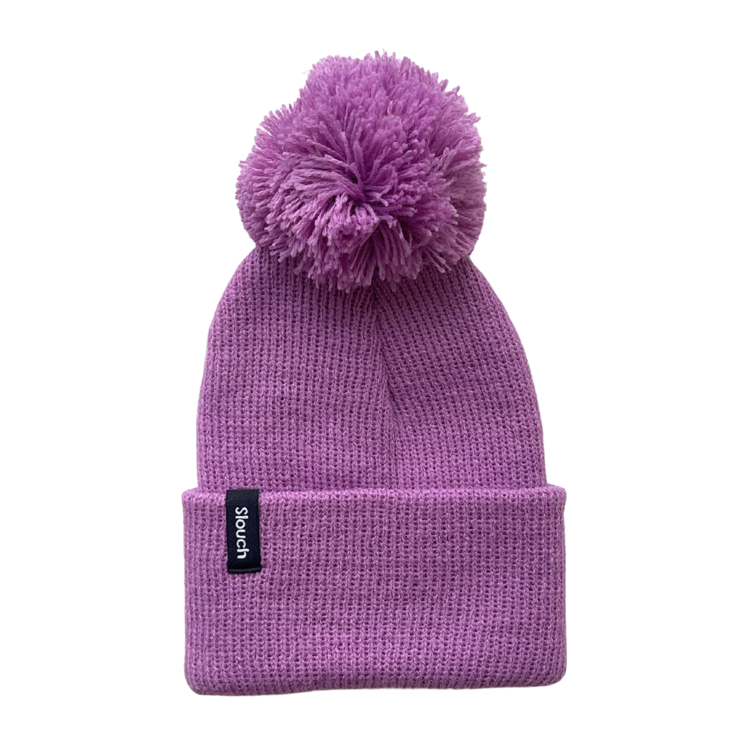 Orchid Knit Cuff Beanie w/ Pom for Infants, Toddlers, and Adults