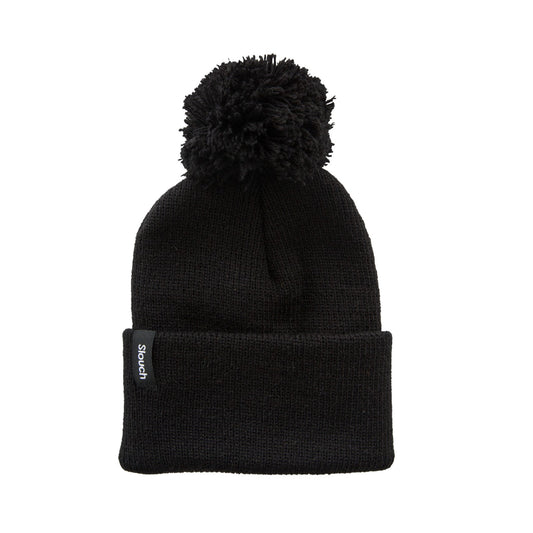 Black Knit Cuff Beanie with Pom for Infants, Toddlers, and Adults