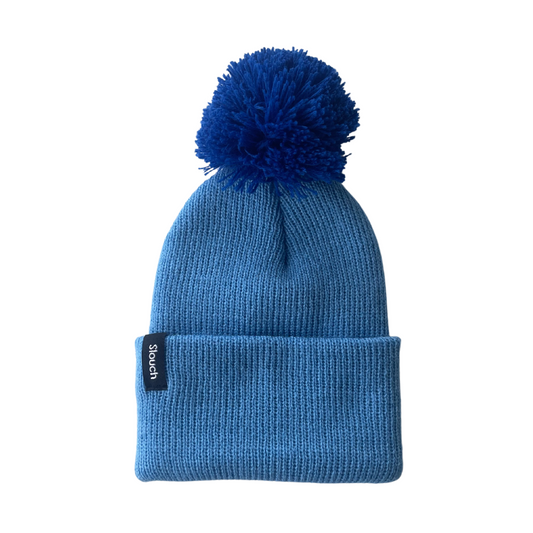 Blueberry Knit Cuff Beanie w/ Royal Blue Pom