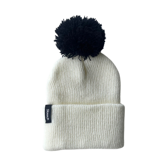 Cloud Knit Cuff Beanie w/ Black Pom