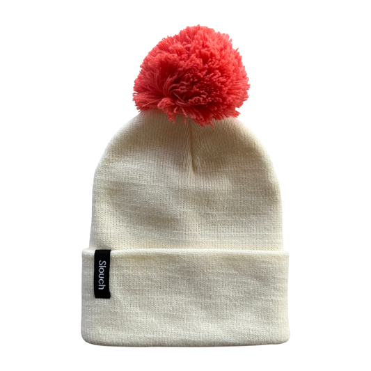 Cloud Knit Cuff Beanie w/ Coral Pom