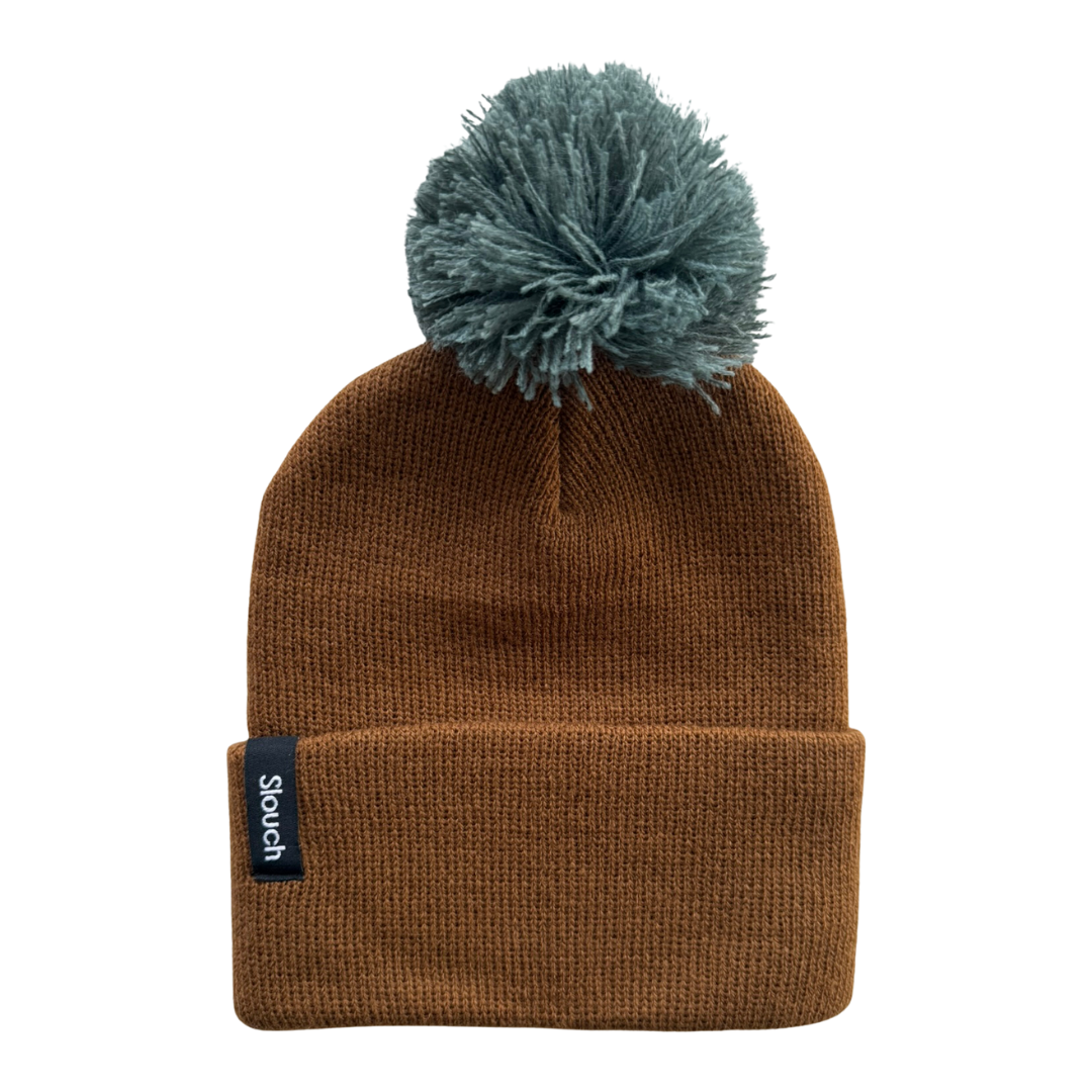Copper Knit Cuff Beanie w/ Ocean Pom