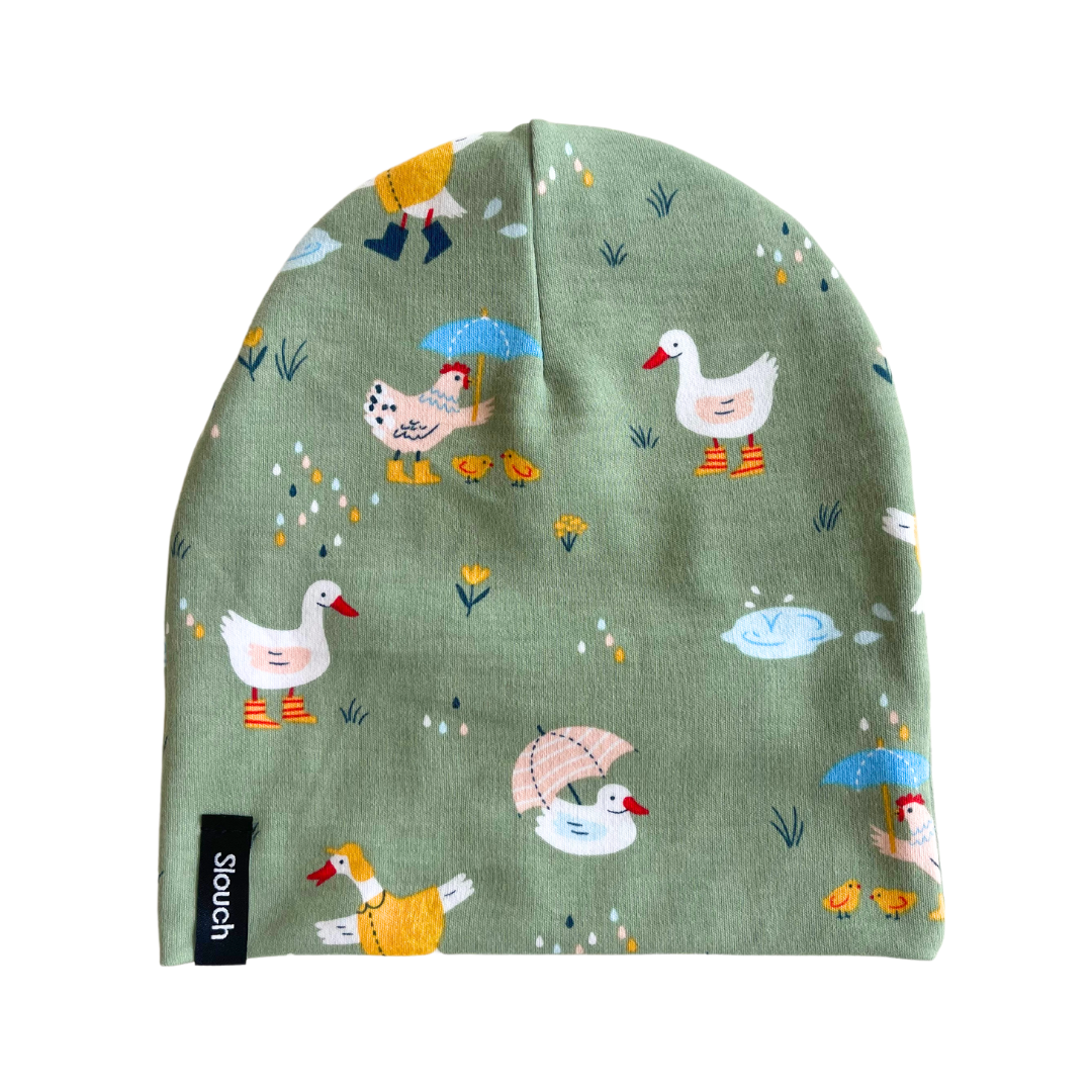 Ducks Rainy Day Slouch Beanie for Newborns, Kids, and Adults