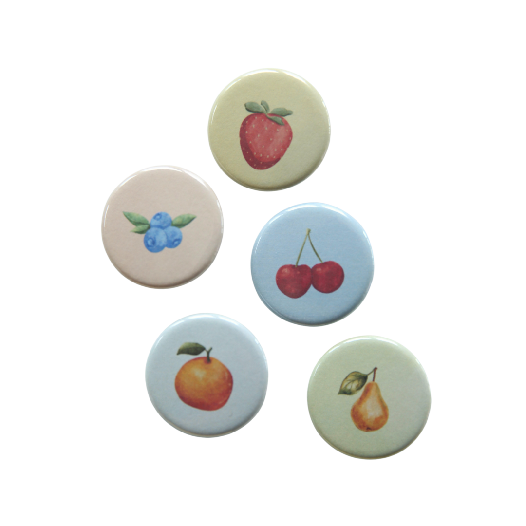 1.25" Button Pin 5-Pack - Fruit