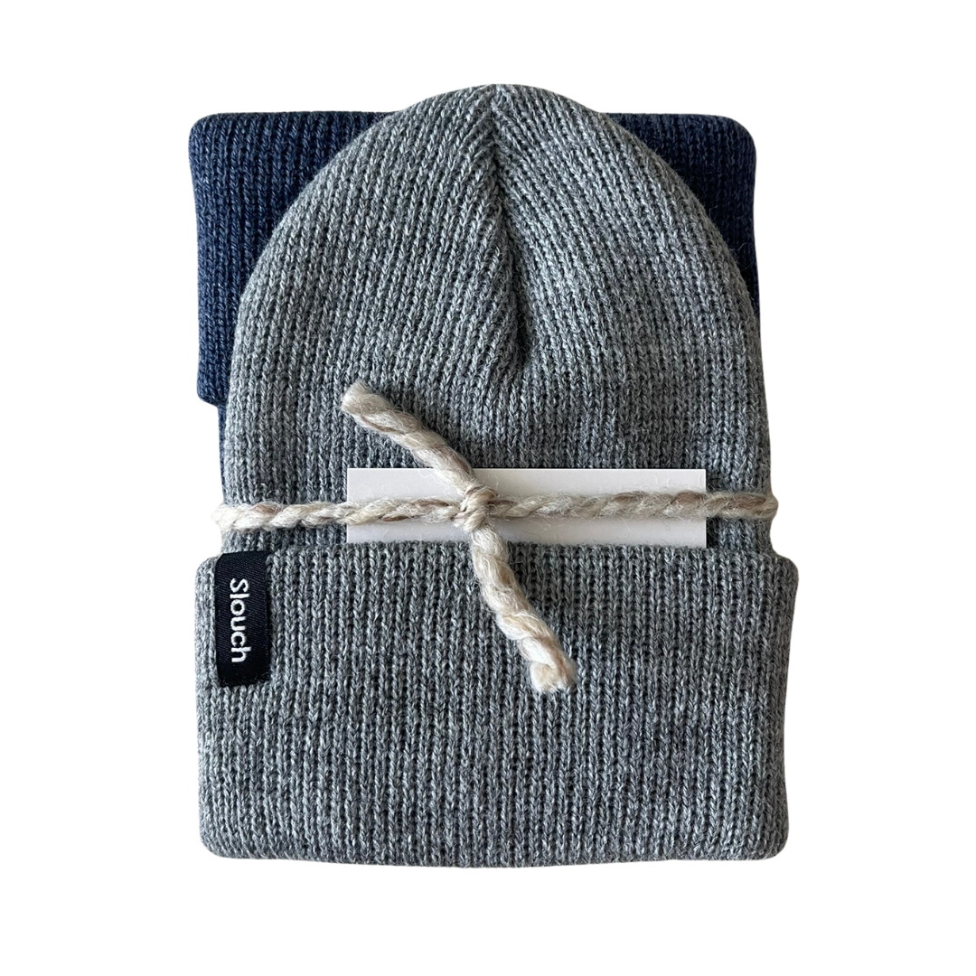Gray, Oat, and Denim Beanie Bundle for Infants and Toddlers