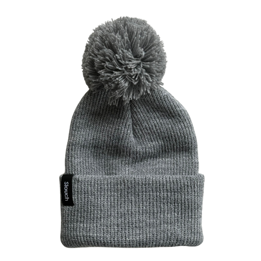 Gray Knit Cuff Beanie w/ Gray Pom