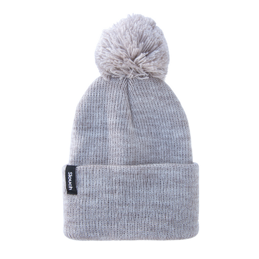 Oat Knit Cuff Beanie w/ Pom