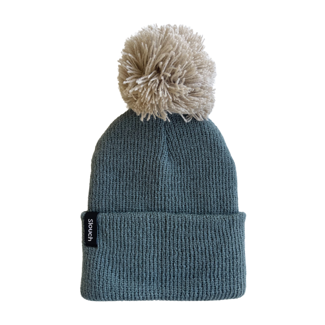 Ocean Knit Cuff Beanie w/ Moon Pom for Infants, Toddlers, and Adults