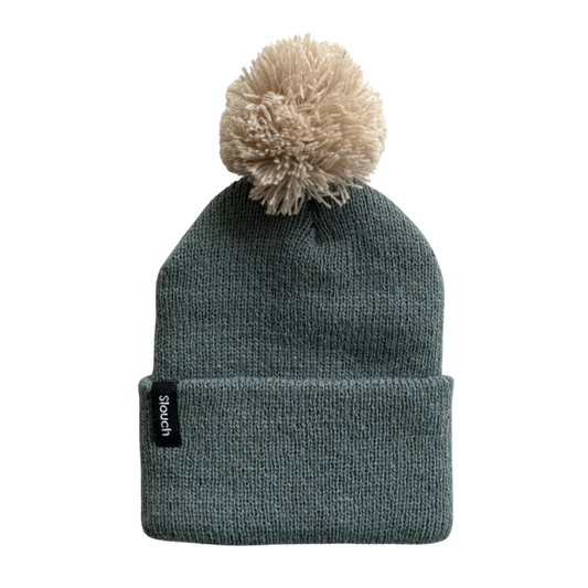 Ocean Knit Cuff Beanie w/ Moon Pom