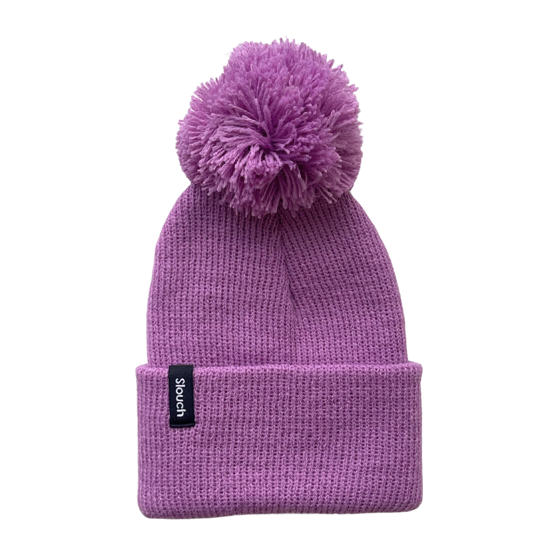 Orchid Knit Cuff Beanie w/ Pom