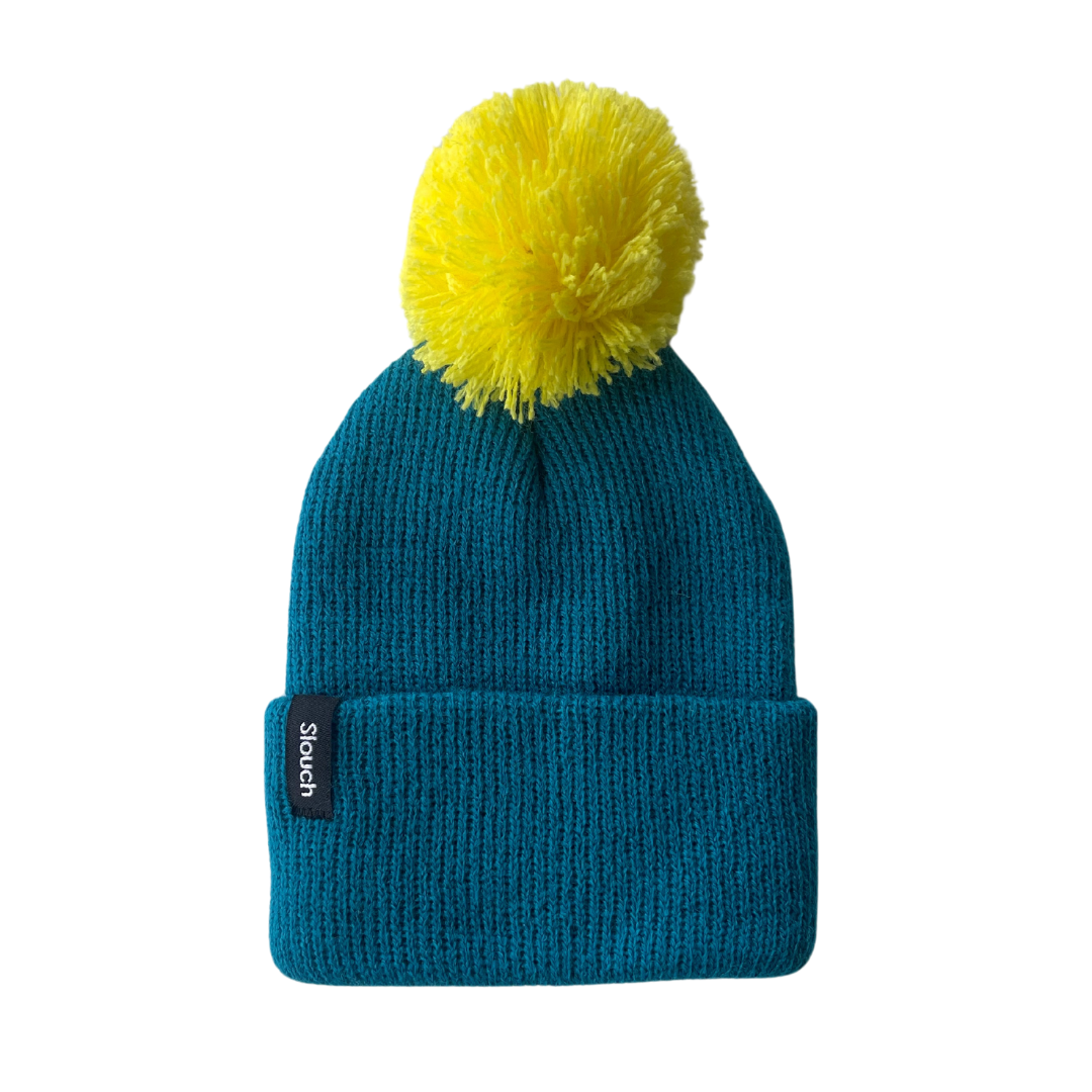 Pacific Knit Cuff Beanie w/ Yellow Pom