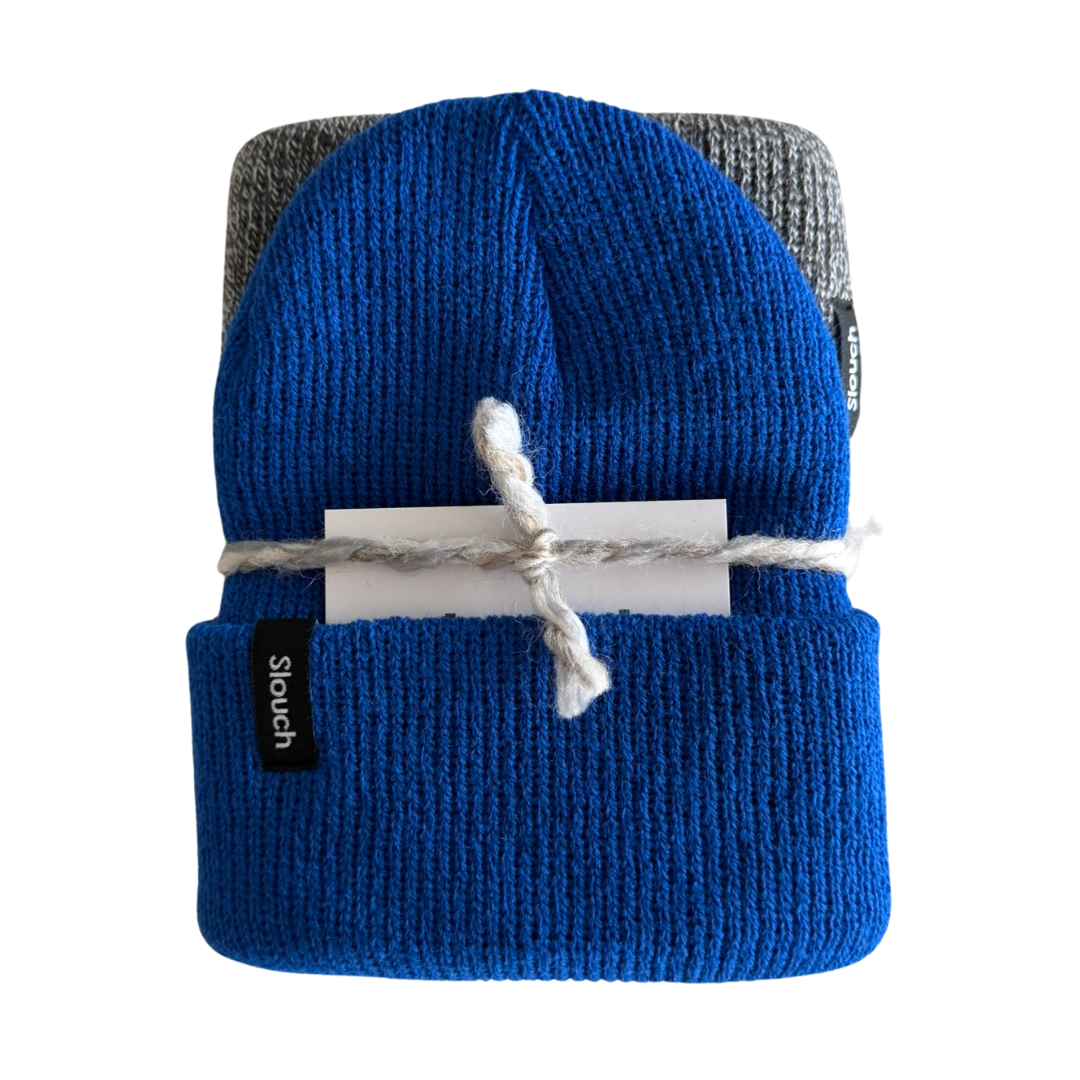 Royal Blue, Heather Gray, and Copper Knit Cuff Beanie Bundle