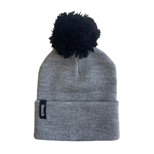 Space Knit Cuff Beanie w/ Black Pom