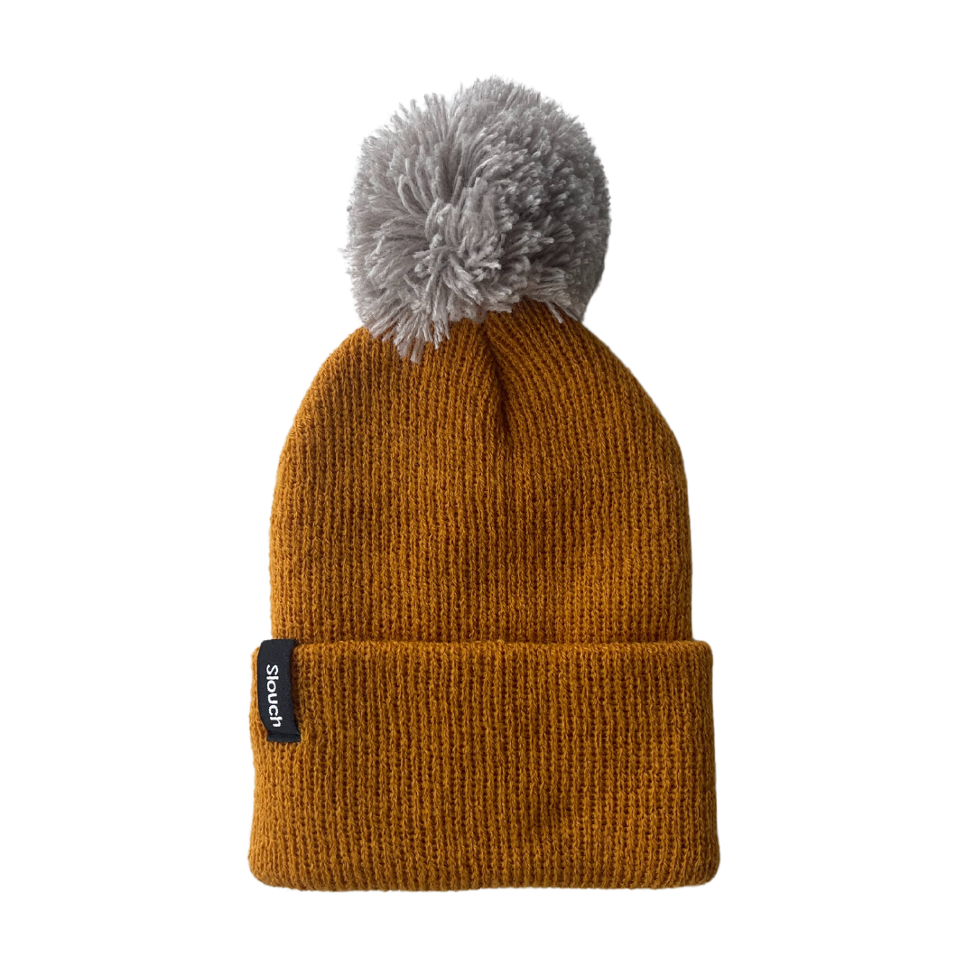 Sunburst Knit Cuff Beanie w/ Oat Pom for Infants, Toddlers, and Adults