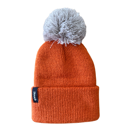 Apricot Knit Cuff Beanie w/ Oat Pom